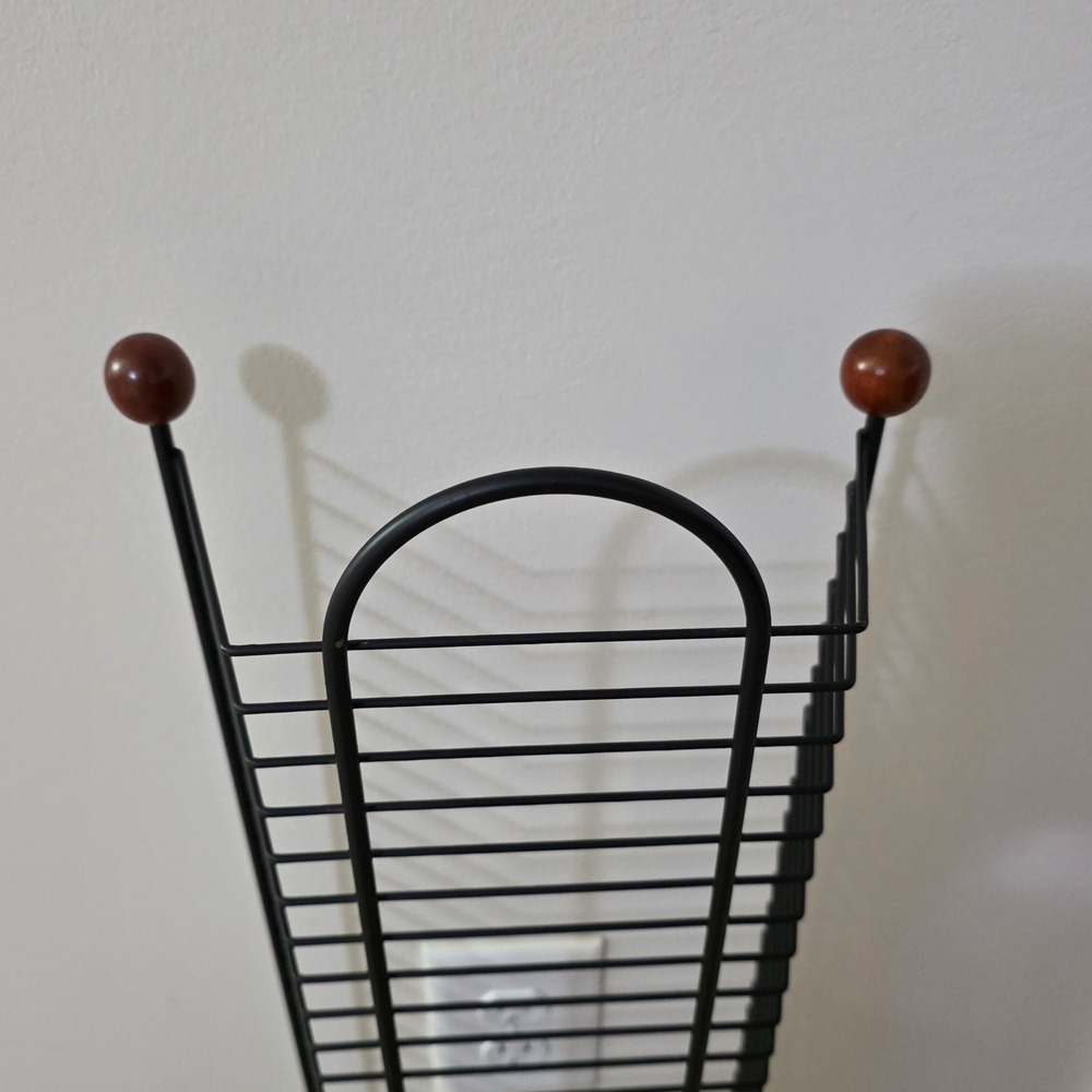 Vintage DVD Video Game Rack Tower Set 3 Metal Wire Wood Ball Storage Organizer - Picture 3 of 4